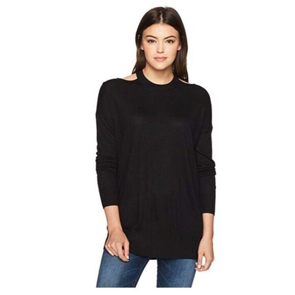 splendid Sweaters - Splendid Women's Canarise Cut Out Shoulder Sweater Black SZ L Large New TOP